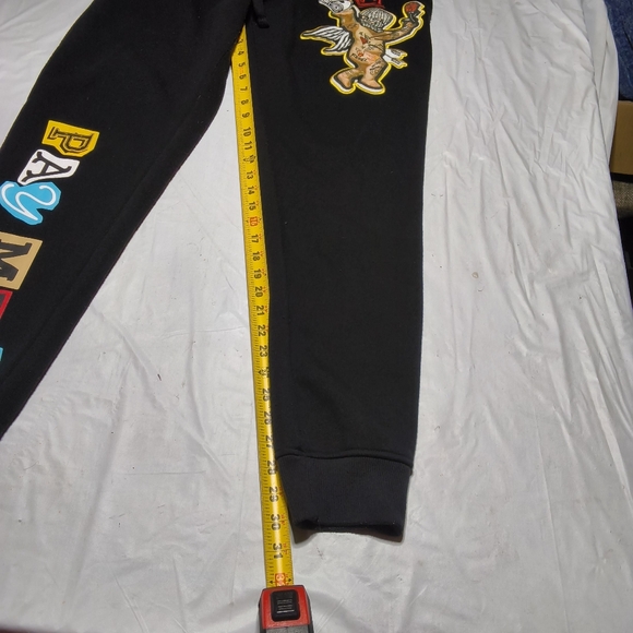 Rebel Minds Black Pay me 🤑 sweatpants W/ stitched, Patchwork Size Large - Picture 5 of 8